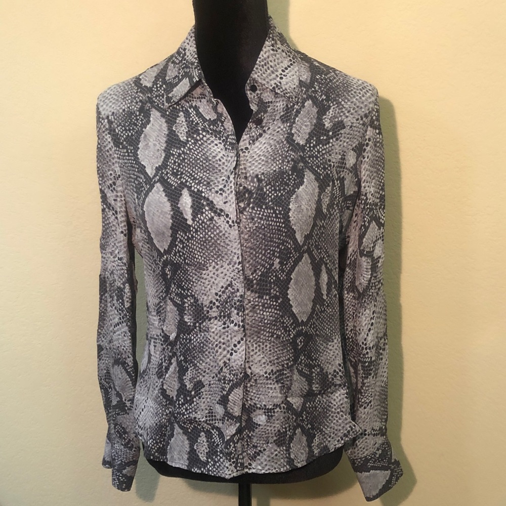 Brooks Brothers Snakeskin Print Silk Blouse Size 6